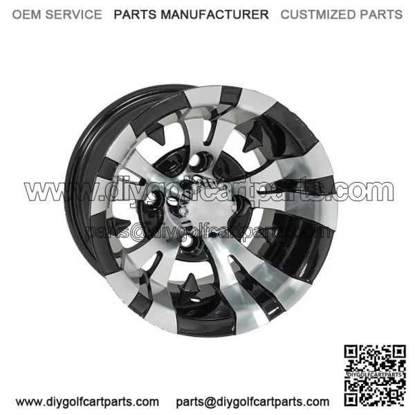 Vampire 14x7 Machined & Black Golf Cart Wheel (3:4 Offset)