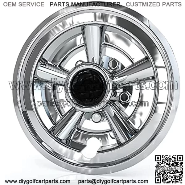 Golf Cart SS Wheel Covers Hub Caps for EZGO, Club Car, Yamaha - 8 Inch Snap-on Installation, Chrome, Set of 4 - Image 2