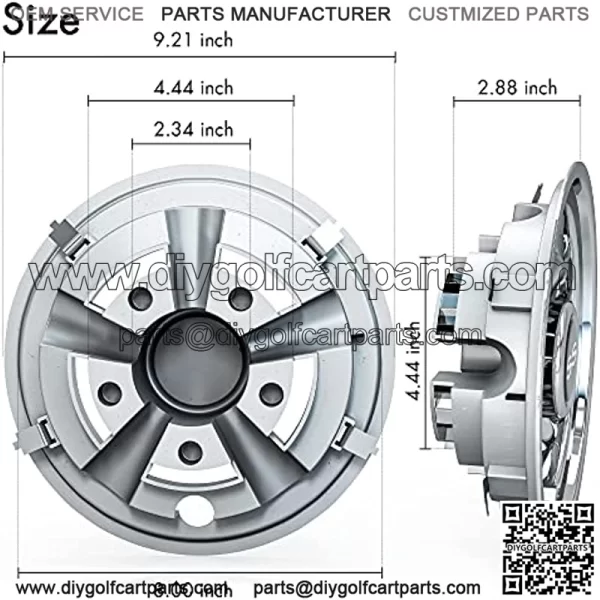 Golf Cart SS Wheel Covers Hub Caps for EZGO, Club Car, Yamaha - 8 Inch Snap-on Installation, Chrome, Set of 4 - Image 4