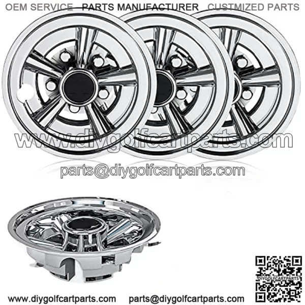 Premium Golf Cart Hubcaps, 8 Inch Chrome Golf Cart Hub Caps Set of 4, Shiny Wheel Covers Hubcaps for Yamaha, EZGO, Club Car Golf Carts??Silver??