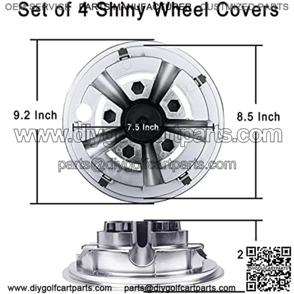 Premium Golf Cart Hubcaps, 8 Inch Chrome Golf Cart Hub Caps Set of 4, Shiny Wheel Covers Hubcaps for Yamaha, EZGO, Club Car Golf Carts??Silver?? - Image 3