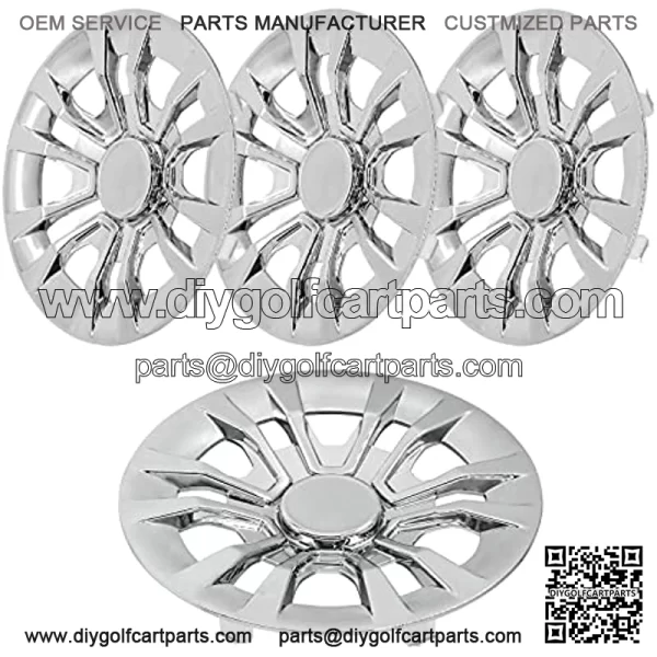 Golf Cart Hubcaps 8", Universal Wheel Covers Hub Caps for Club Car, EZGo, Yamaha Golf Buggies Size 8 inch (Set of 4 Chrome)