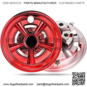 Golf Cart SS Wheel Covers for EZGO, Club Car, Yamaha Par Car- 8 Inch Chrome Hub Caps Set of 4