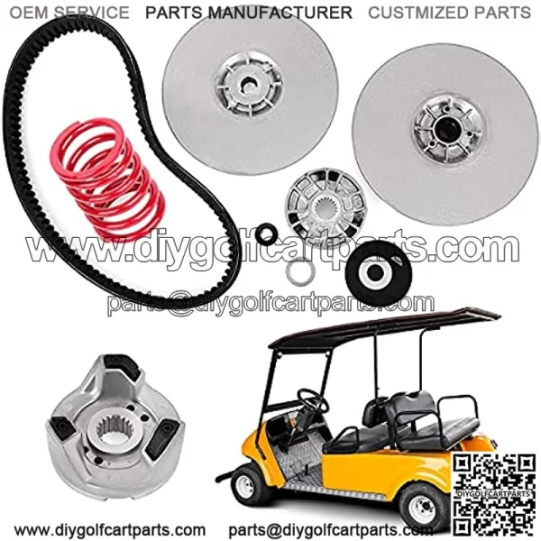 Driven Clutch Kit with Aramid Drive Belt and Heavy Duty Spring for Yamaha Golf Cart G2 G8 G9 G11 G14 G16 G20 G21 G22 G28 1985-2007 (With Belt)
