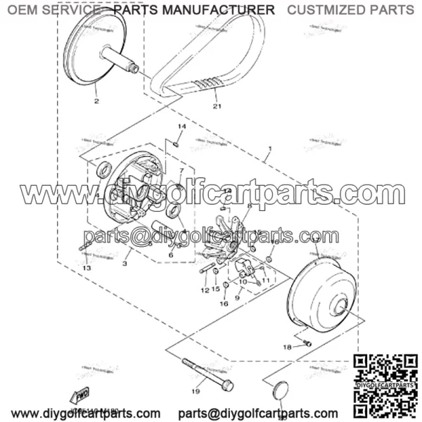 Drive Clutch for Yamaha YDRA Golf Cart G29 2012.5 up, 07-12 Models with Updated FBT Primary clutch, J0B-G6201-01-00 - Image 2