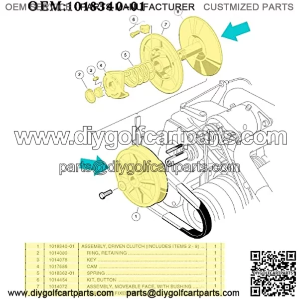 Secondary Driven Clutch and Puller Bolt for Club Car DS and Precedent 4-Cycle Golf Cart 1997-2015 Bundle - Image 4