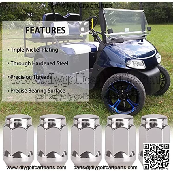 Golf Cart Wheel Lug Nuts for EZGO & Club Car, 1/2"-20 Size, 16 Pack - Image 5