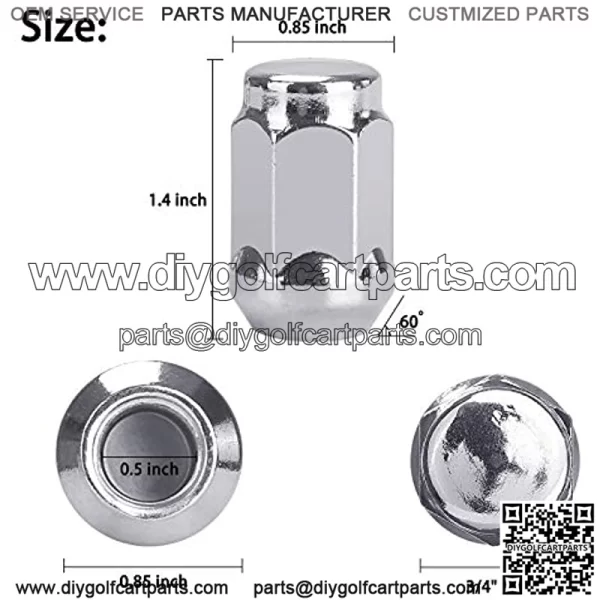 Wheel Lug Nut Kit for & Club Car Golf Cart, 1/2-20 Size 16 Pack - Image 2