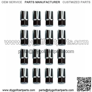 Chrome Long Lug Nut Set (16) for EZGO and Club Car Golf Carts