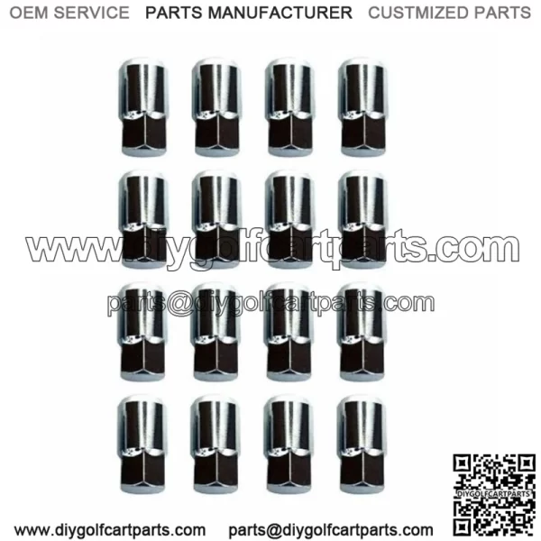 Chrome Long Lug Nut Set (16) for EZGO and Club Car Golf Carts