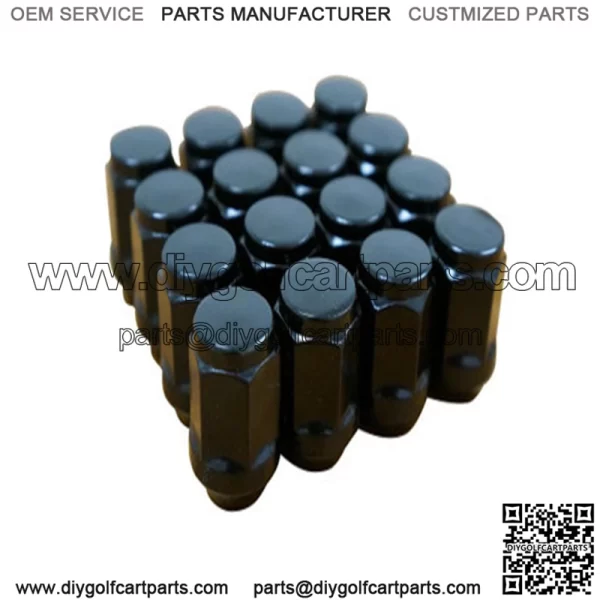 16 Pack of BLACK Metric Threaded Golf Cart Lug Nuts (Yamaha Golf Carts and STAR EV)