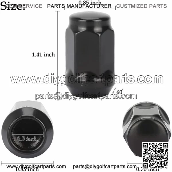 Golf Cart Wheel Lug Nuts for EZGO Club Car 16Pcs Black Standard Threads - Image 2