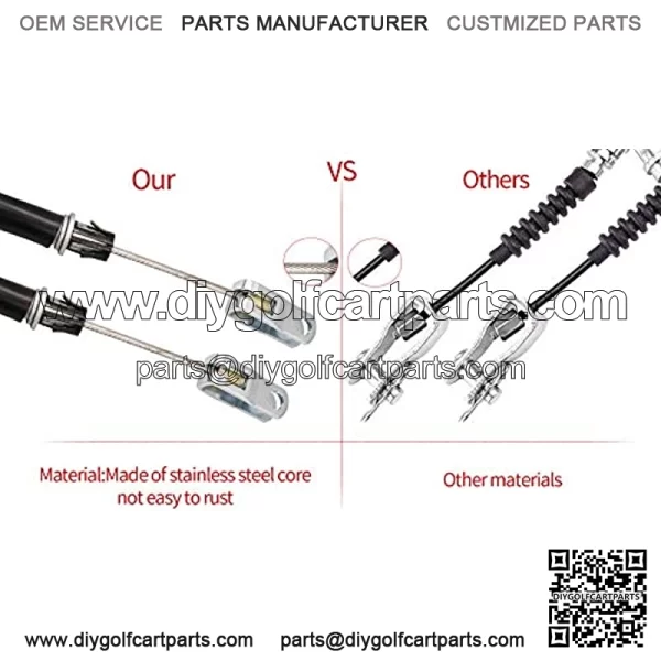 2PCS Club Car Precedent 2004+ Brake Cable Stainless Steel Core Driver & Passenger Side and 2018-up Tempo G&E Golf Cart - Image 2