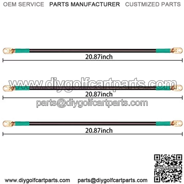 Golf Cart 4 Gauge Battery Cables (Set of 3)?C Fits 12-Volt Club Car Precedent (2004-2008)
