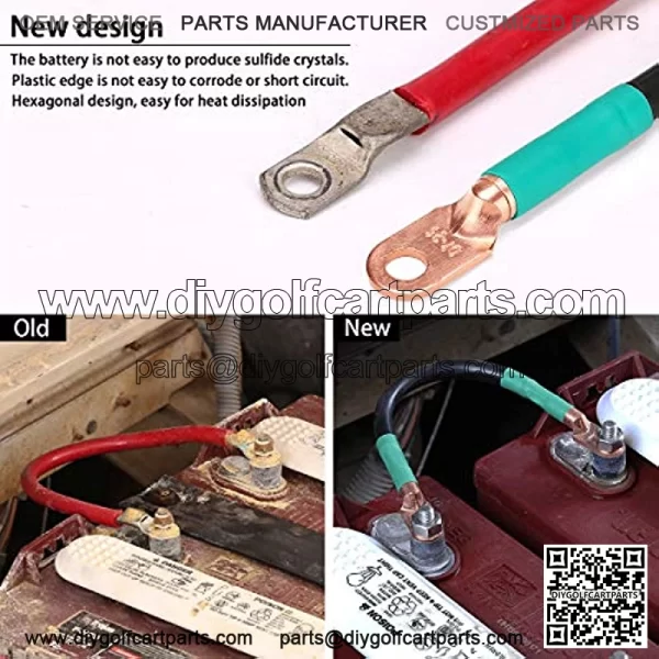 Golf Cart Battery Cable Set for Club Car DS 1995-Up 48 Volt, 4 Gauge Welding Cable(Set of 5) - Image 3