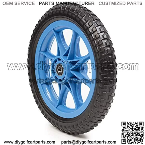 12 Inch Closed Cell Foam EVA Plastic Spoke Ball Bearing Wheel | Black Tire/Blue Rim