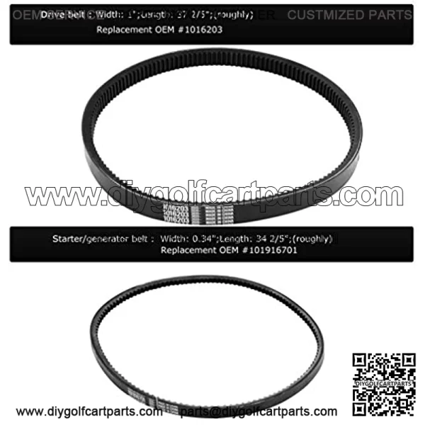Club Car DS Precedent Drive Belt and Starter Generator Belt Kit Fit Golf Cart DS 1997-UP and Precedent 2004-UP, Replace 101916701, 1016203 - Image 3