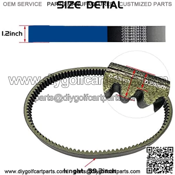 Replacement Drive Belt for Golf Cart G2-G22 Gas 4 Cycle Models J38-46241-00 - Image 3