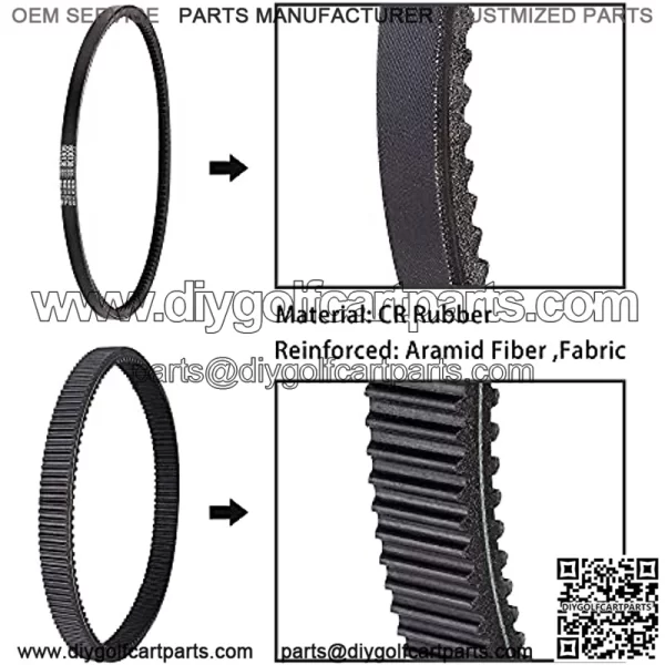 Golf Cart Clutch Drive Belt w/Starter Generator Belt for TXT RXV 2010 UP with Engine,OEM# 618630, 606138, 16548G1 - Image 3