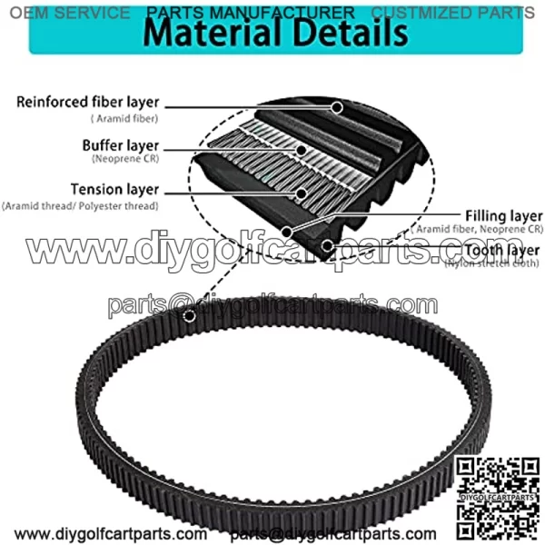 Golf Cart Drive Belt 606136 for Gas RXV TXT Workhouse ST 2008-2011 & Other Models with 13hp 400cc Engine - Image 4