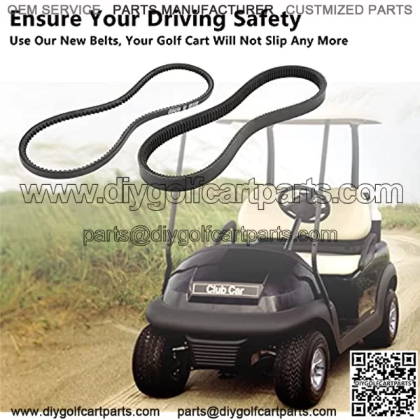 Golf Cart Starter Generator Belt and Clutch Drive Belt for Club Car DS 1997-UP and Precedent 2004-UP, Replace 101916701, 1016203 - Image 2