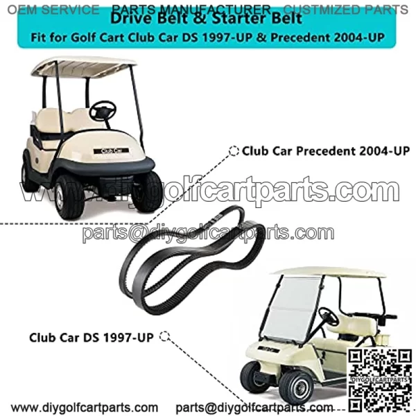 Golf Cart Starter Generator Belt and Clutch Drive Belt for Club Car DS 1997-UP and Precedent 2004-UP, Replace 101916701, 1016203 - Image 4