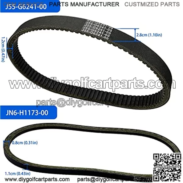 Clutch Drive & Starter Generator Belt Replacement for G2 G8 G9 G11 G14 G16 G22 G29 4-Cycle Golf Cart Drive Belt # JN6-H1173-00 J55-G6241-00 - Image 3