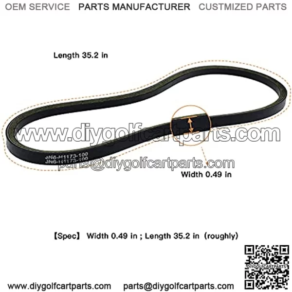 Generator Belt JN6-H1173-00 Compatible with G16, G20, G21, G23, G27 and G28 Golf Cart - Image 2