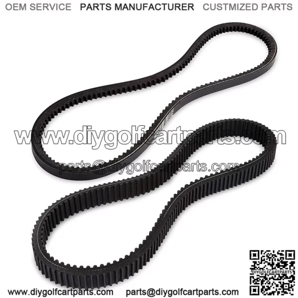 Clutch Drive & Starter Generator Belt Kit for EZGO RXV, TXT, Workhorse ST 2008-up Golf Cart with Kawasaki Engines, Replace OEM 606136 606138