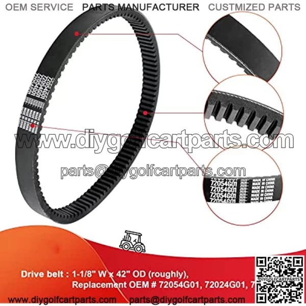 EZGO TXT/Medalist Clutch Drive Belt & Starter Generator Belt Kits for 4 Cycle Gas 350cc/295cc 1994-up Golf Cart Models OEM #72054G01,72024G01,72025G01,26414G01,630587 - Image 3