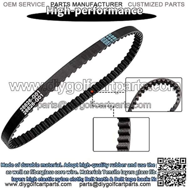 EZGO Timing Belt Gas Golf Cart 1991-up 295cc & 350cc 4 Cycle Engine 26626-G01 - Image 2