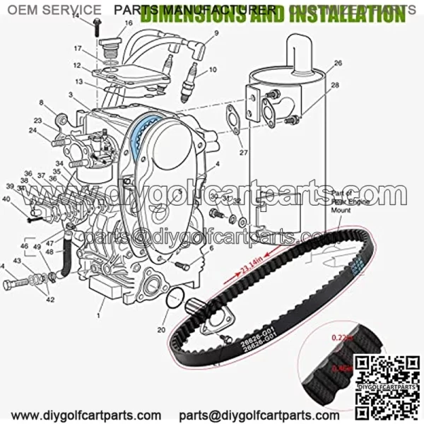 EZGO Timing Belt Gas Golf Cart 1991-up 295cc & 350cc 4 Cycle Engine 26626-G01 - Image 3