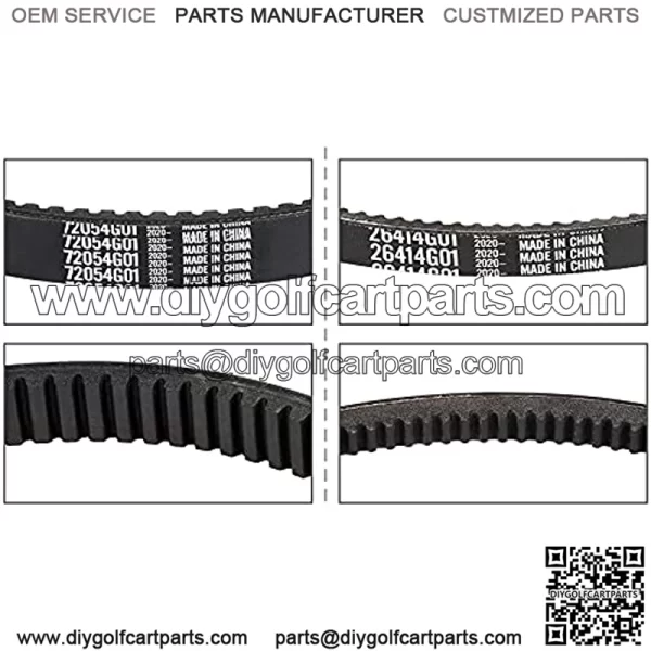 Golf Cart Clutch Drive Belt + Starter Generator Belt for EZGO TXT 4 Cycle Gas 1994-UP Golf Cart 72054G01, 72024G01, 72025G01, 26414G01 - Image 4