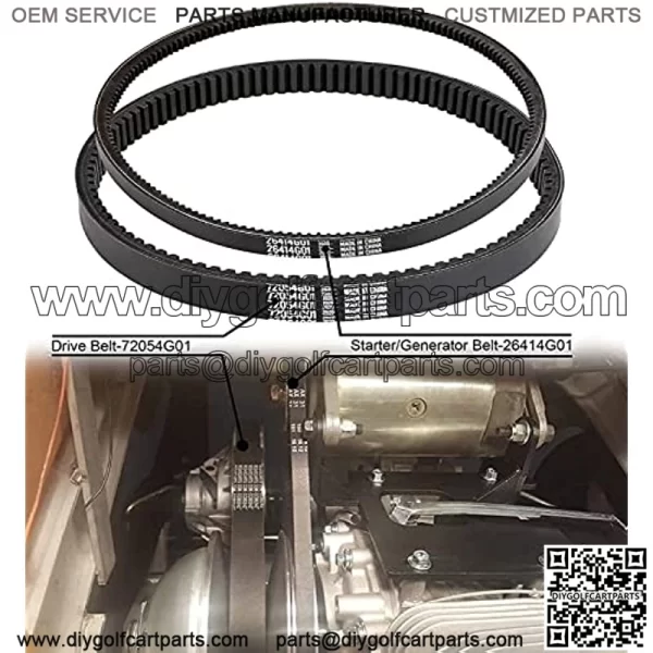 Golf Cart Clutch Drive Belt + Starter Generator Belt for EZGO TXT 4 Cycle Gas 1994-UP Golf Cart 72054G01, 72024G01, 72025G01, 26414G01 - Image 5