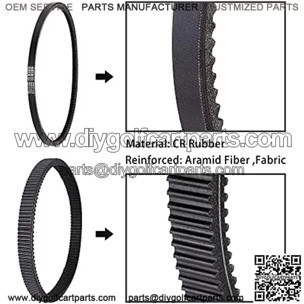 Golf Cart Clutch Drive Belt w/Starter Generator Belt for EZGO TXT RXV 2010 UP with Kawasaki Engine,OEM# 618630, 606138, 16548G1 - Image 3