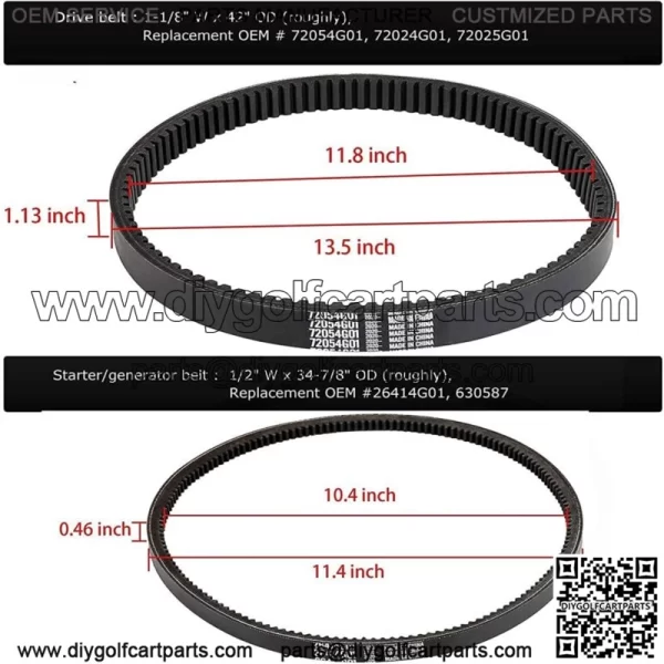 Golf Cart Clutch Drive Belt & Starter Generator Belt for EZGO TXT 94-up 4 Cycle - Image 3