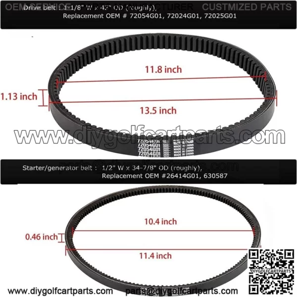Golf Cart Clutch Drive Belt+Starter Generator Belt for EZGO TXT 4 Cycle 1994+ - Image 4