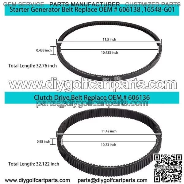 Golf Cart Clutch Drive Belt+Starter Generator Belt for EZGO RXV TXT Workhorse ST - Image 4