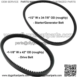 Drive Starter Generator Belt Set Fit for EZGO Gas Golf Cart 94-13 4Cycle TXT RXV