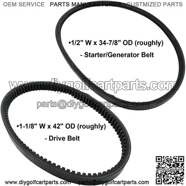 Drive Starter Generator Belt Set Fit for EZGO Gas Golf Cart 94-13 4Cycle TXT RXV