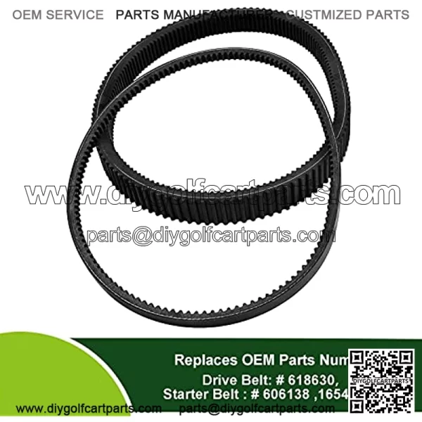 Clutch Drive & Starter Generator Belt Kit for 2008-up EZGO RXV/TXT Golf Cart Models with Kawasaki Engine, Replaces OEM # 606136, 606138, 618630, 16548G1 - Image 2