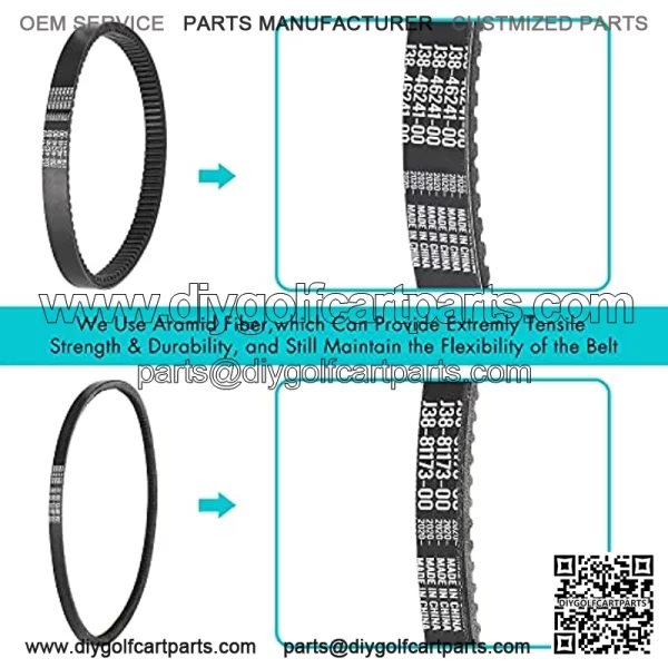 Golf Cart Drive Belt & Starter Generator Belt fit Yamaha G2, G5, G8, G9, G11, G14, G16, G20, G22 , G29 Drive Gas 4 Cycle Models , OEM# J55-G6241-00, J55-H1173-00, J38-81173-00, JN6-H1173-00 - Image 2