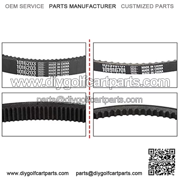 Club Car DS Precedent Drive Belt and Starter Generator Belt Kit Fit Club Car DS 1997-UP, Precedent 2004-UP, Replace 101916701, 1016203 - Image 3