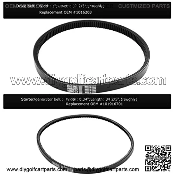 Club Car DS Precedent Drive Belt DS Starter Generator Belt Kit Fit Golf Cart DS 1997-UP and Precedent 2004-UP, Replace 1016203, 101916701 - Image 4