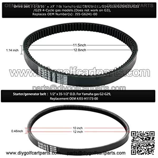 Golf Cart Drive & Starter Generator Belt for Yamaha G2-G29 4-Cycle J55-G6241-00-00, JN6-H1173-00 - Image 4