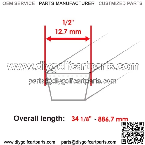 Clutch Drive & Starter Belt For EZGO 72054G01 26414G01 - Image 3