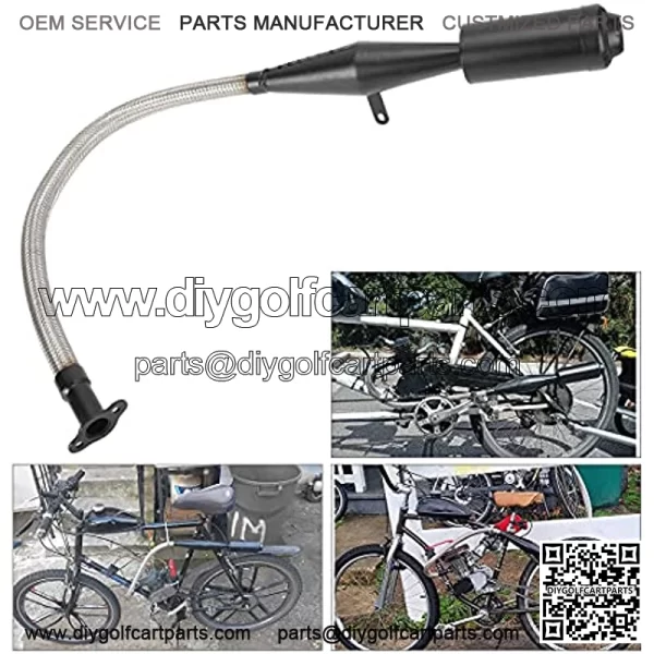 Stainless Steel Flexible Exhaust Muffler Pipe Silencer Gasket for 2 Stroke 49cc 60cc 66cc 80cc 100cc Engine Gas Motorized Bicycle Motor Bike Black - Image 3