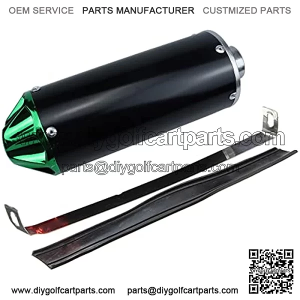 Aluminum Green 28mm Motorcycle Exhaust Muffler With Clamp For 50cc 70cc 90cc 110cc 125cc Chinese Pit Trail Dirt Bike Mini Motocross Motorcycle CRF50 XR50 KLX Coolster SSR Thumpstar Lifan