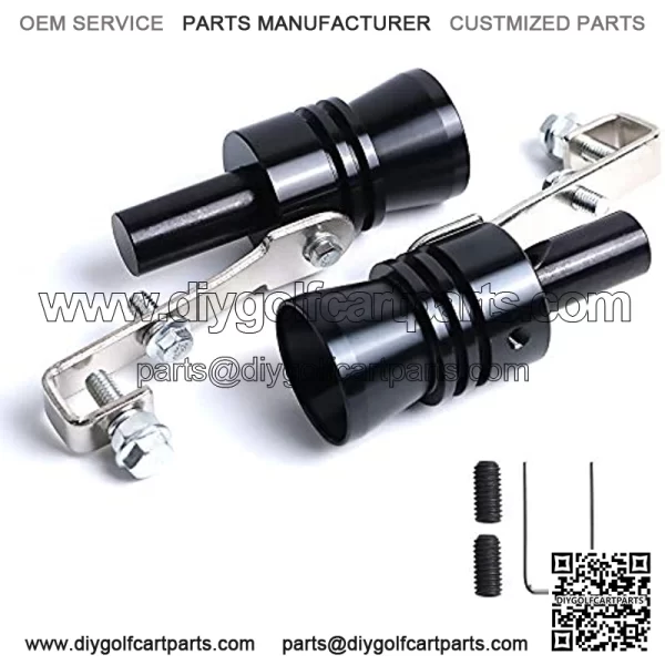 2PCS Universal Aluminum Turbo Sound Whistle Exhaust Muffler Pipe BOV Blow-off Valve Simulator (XL-Black)