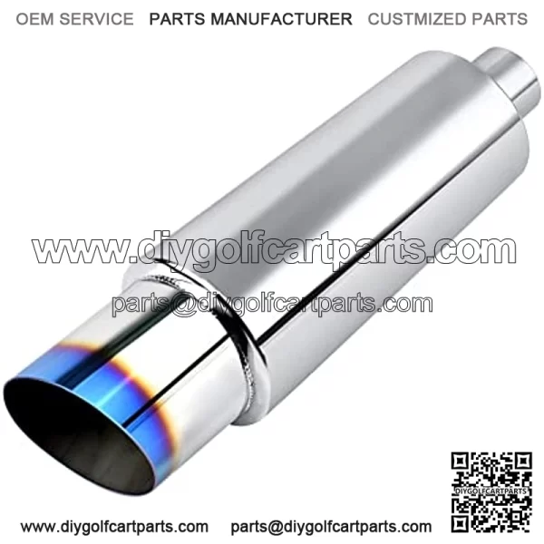 Exhaust Muffler, Stainless Steel Exhaust Tip, Universal 15" Length (Burnt, 2" Inlet 3" Outlet)